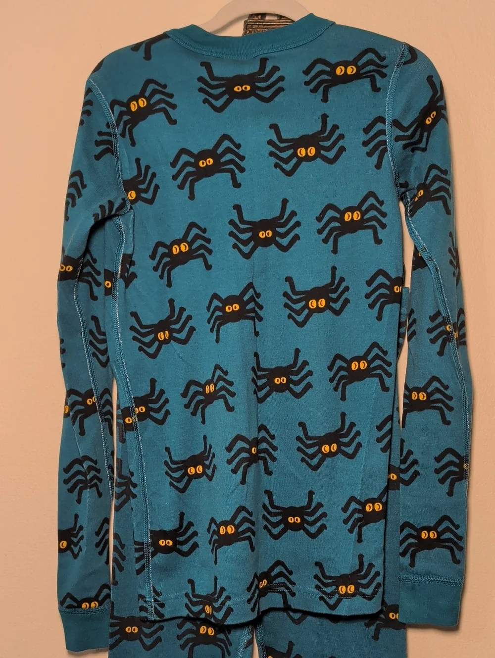 Hanna Andersson Halloween Spider Pajamas Blue Black 100% Cotton Kids Size 12